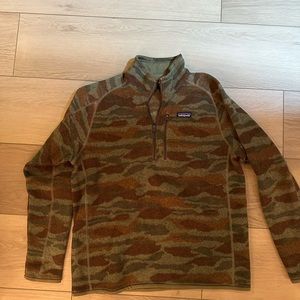Patagonia better sweater quarter zip fleece dark green Large